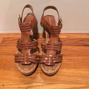 Audrey Brooke Tan Wedge Sandals Size 6.5 M